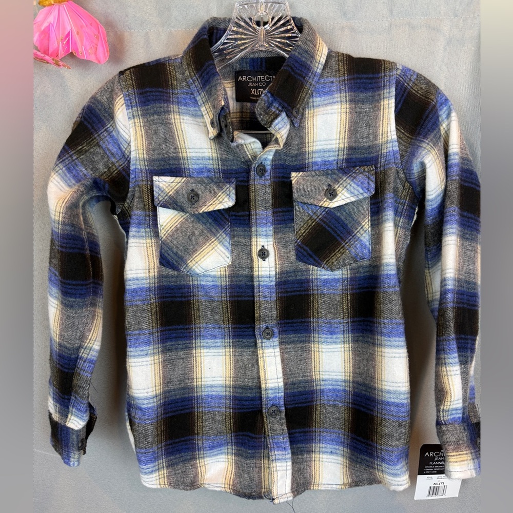 Architect Jeans Co. Blue Plaid Button Down Shirt- Size XL (7)